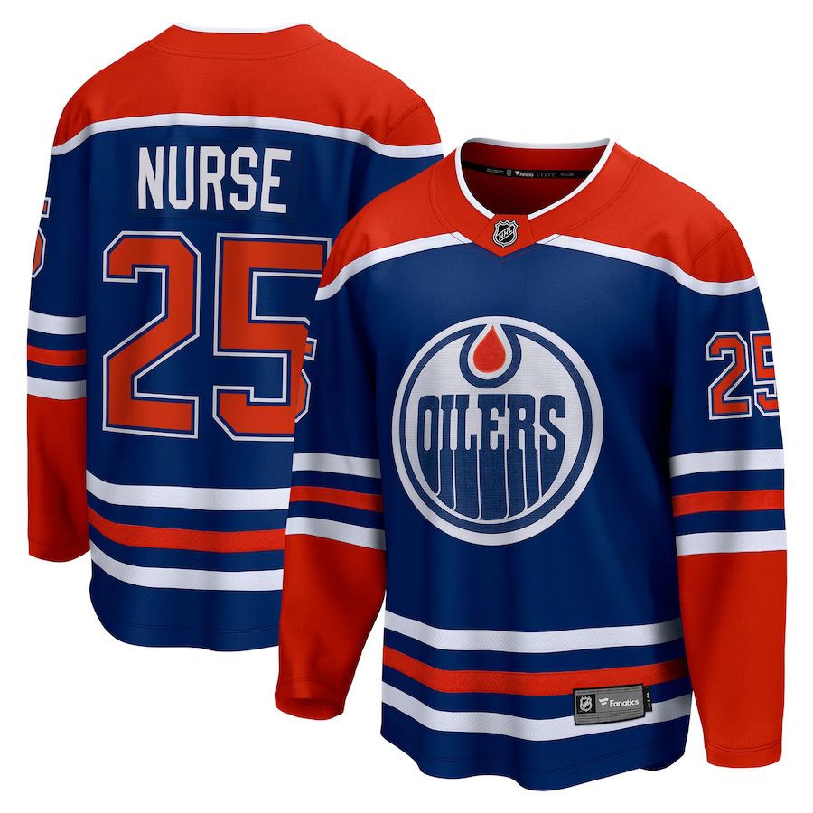 Men Edmonton Oilers 25 Darnell Nurse Fanatics Branded Royal Home Breakaway Player NHL Jersey